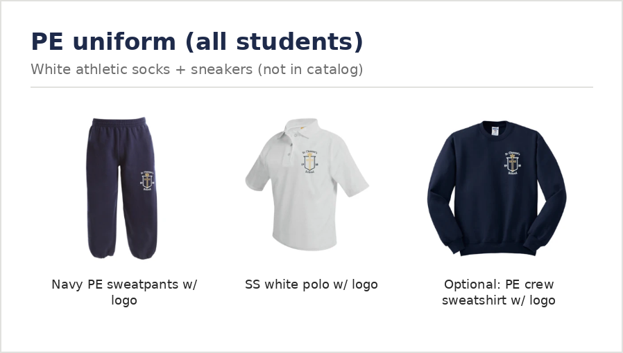 PE uniform items for all students
